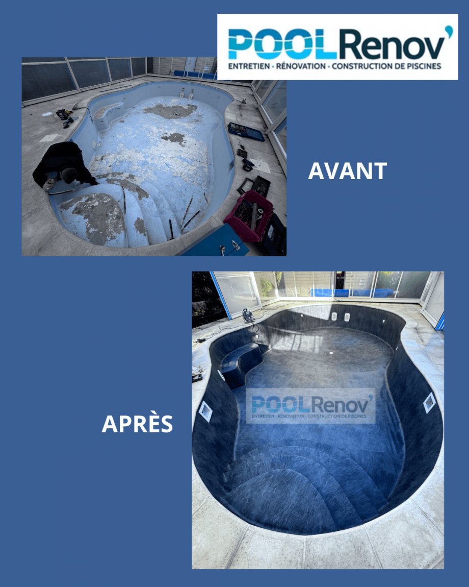 Rénovation d une piscine de 9 m x 5 en forme libre avec une Membrane Armée type Elegance 200/100eme à Brech
